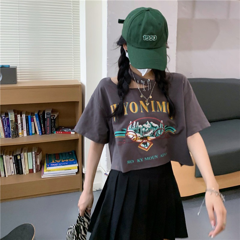 Áo Thun Nữ Ngắn Tay In Hình Thời Trang Hàn Quốc