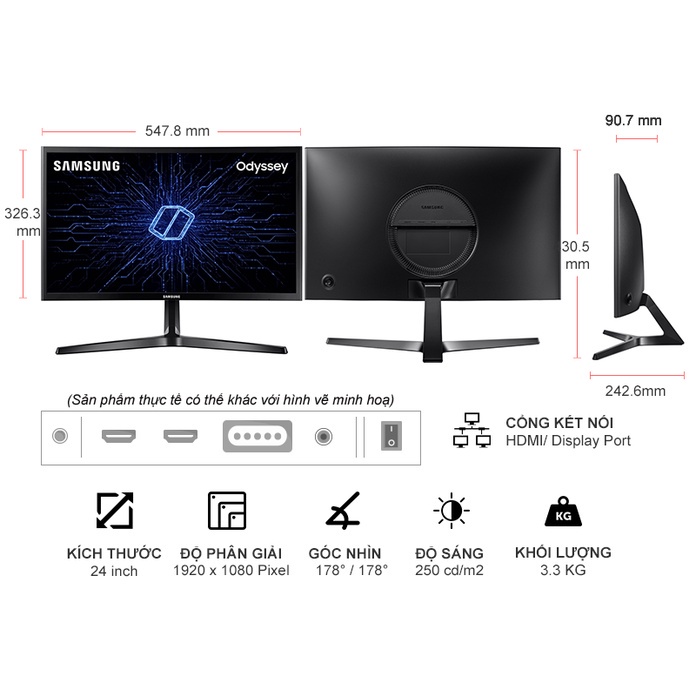 Màn hình cong Samsung Odyssey LC24RG50FQEXXV (23.8 inch/FHD/VA/DP+HDMI/144Hz/4ms)