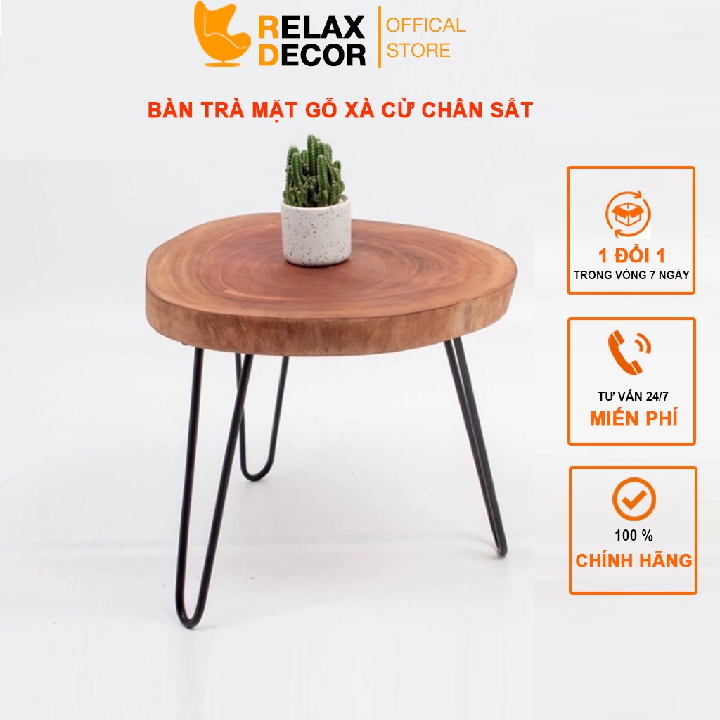 Bàn Trà Gỗ Xà Chân Sắt Ngồi Ban Công Cafe Home Stay