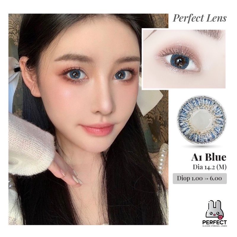 Lens Mắt , Kính Áp Tròng A1 BLUE Có Độ Cận và Không Độ , DIA 14.2 , Dành Cho Mắt Nhạy Cảm Giá Sale