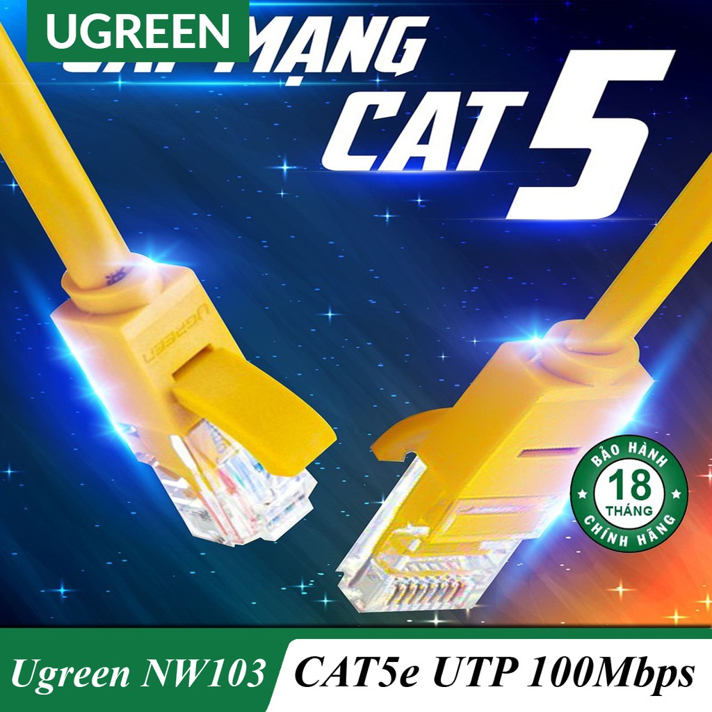 Cáp Mạng Đúc Sẵn Cat5e UTP 100Mbps chính hãng UGREEN NW103