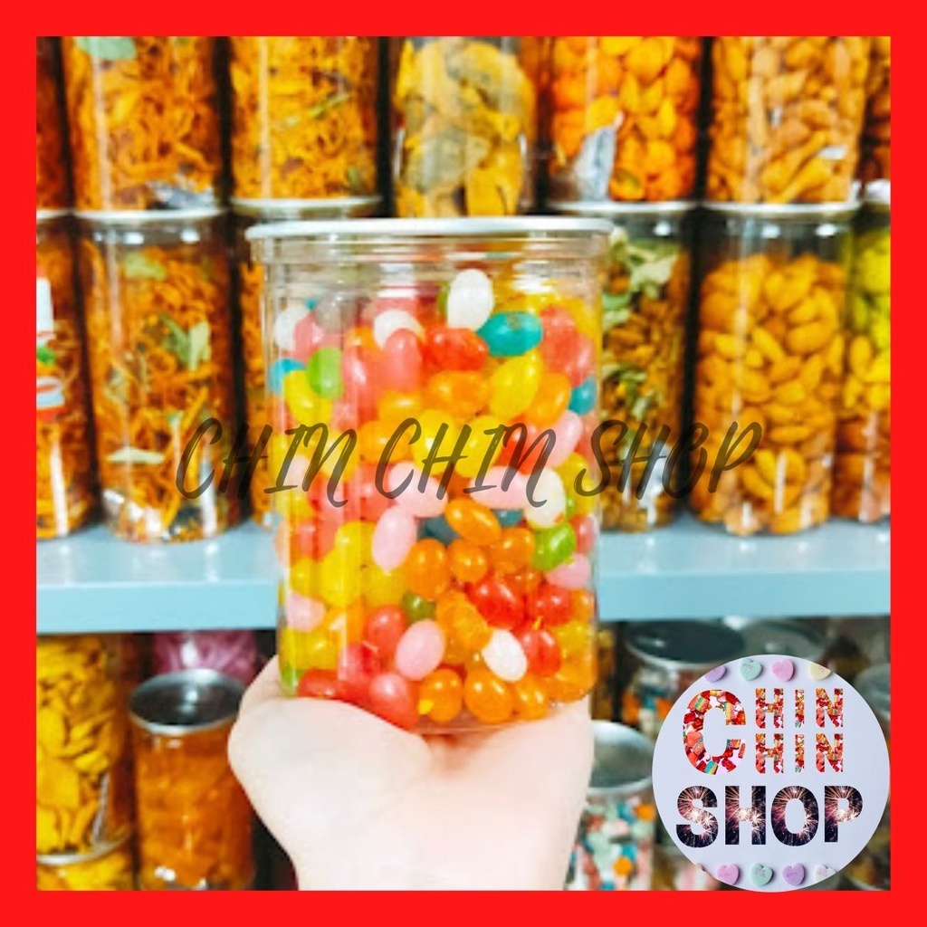 Kẹo bi dẻo mềm vị trái cây 7 màu lon 500g, thơm ngọt, đủ vị, kẹo tuổi thơ - ĂN VẶT CHIN CHIN.