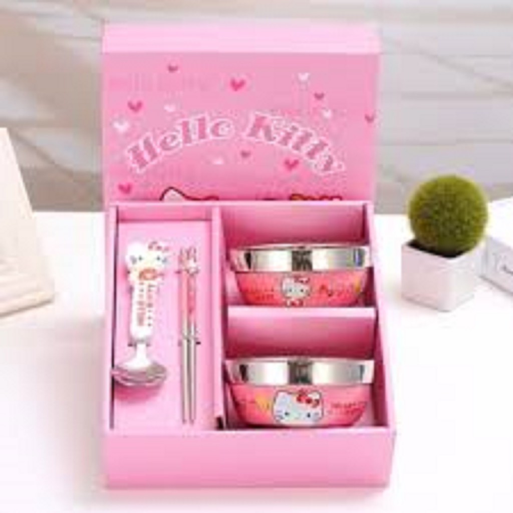 BỘ BÁT ĂN CHỐNG NÓNG HELLO KITTY - DOREMON DỄ THƯƠNG CHO BÉ