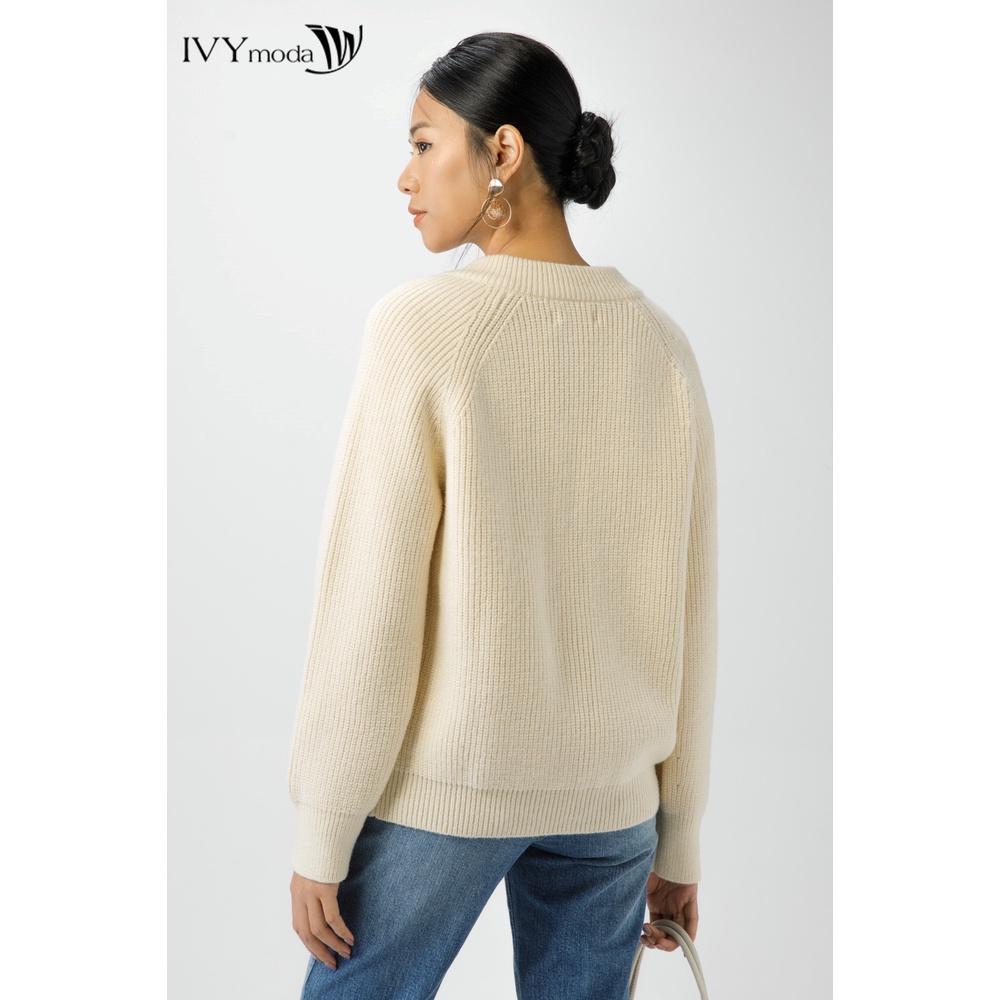 Áo khoác len nữ cổ tròn IVY moda MS 77B8902