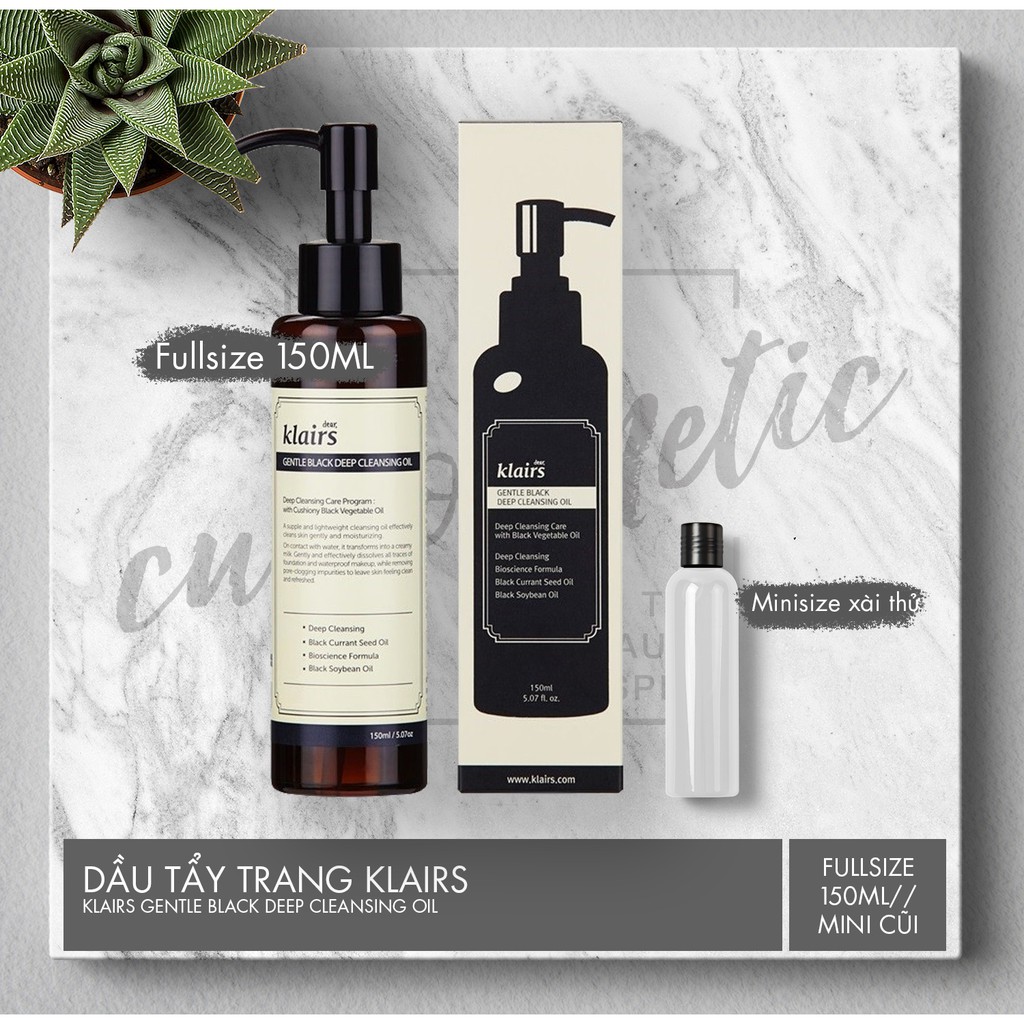 Dầu Tẩy Trang Klairs Gentle Black Deep Cleansing Oil 150ml