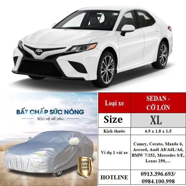 Bạt phủ xe hơi, ô tô tráng nhôm cao cấp cho xe 4,5,7, bán tải dành cho các hãng xe: Toyota-Hyundai-Ford-Mazda-Kia,... z