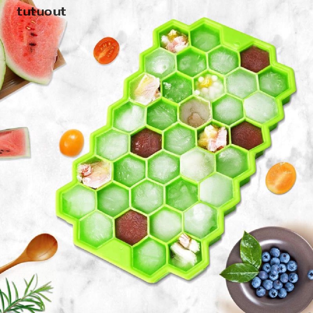 Khuôn Làm Đá Viên Bằng Silicon Hình Tổ Ong Có Thể Tái Sử Dụng