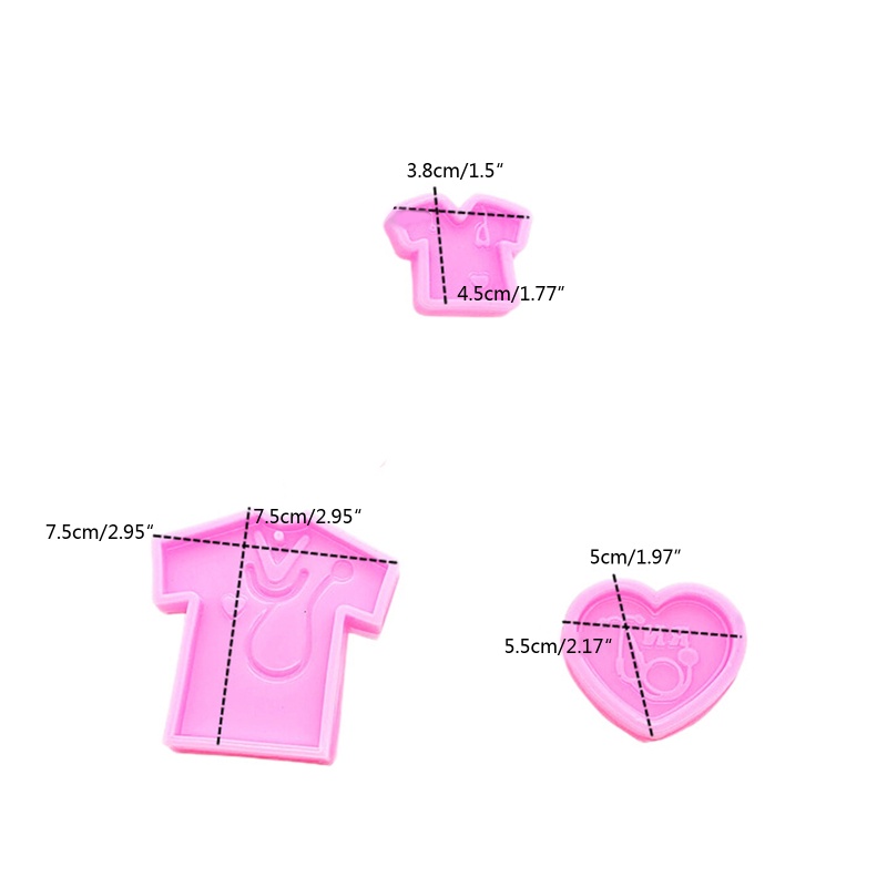 Bộ 3 Khuôn Silicone Tạo Hình Trái Tim Làm Móc Khóa/Trang Sức Thủ Công