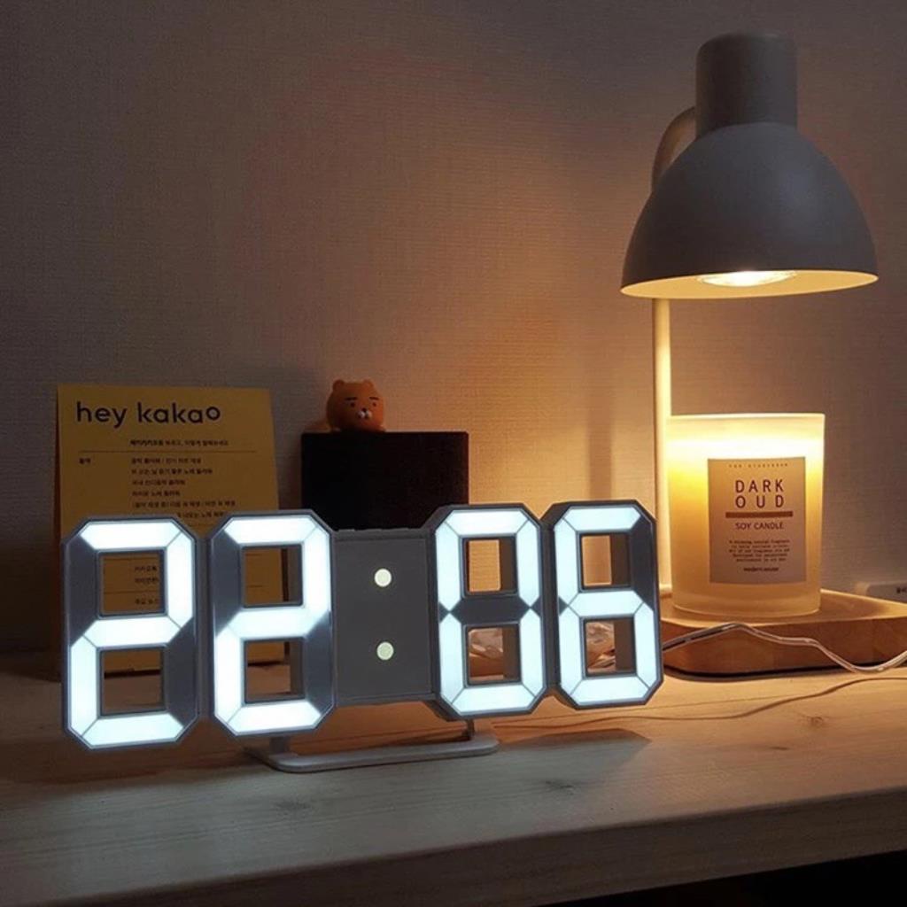 Đồng Hồ Kỹ Thuật Số LED Treo Tường Dùng Để Trang Trí, Đồng hồ điện tử treo tường báo thức để bàn đo nhiệt độ ngày tháng