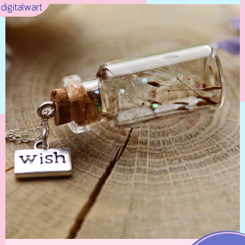 Dây chuyền mặt dây hình lọ ước nguyện có hoa bồ công anh thời trang xinh xắn