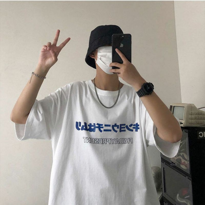 100% cotton áo thun nam nữ form rộng cổ tròn unisex