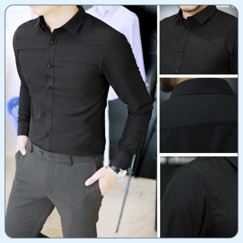 Áo sơ mi nam - Áo sơ mi lụa trơn cao cấp - Chất liệu lụa trơn đẹp, mát, không nhăn, dáng trẻ trung, thanh lịch