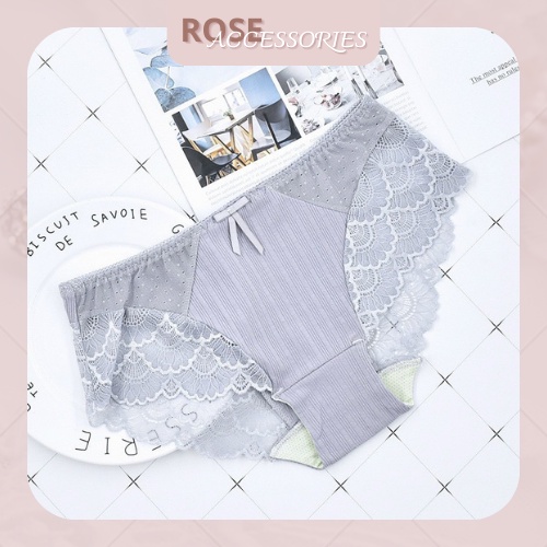 Quần lót nữ cao cấp cotton viền ren sexy màu thoáng mát thời trang Rose Accessories QL06