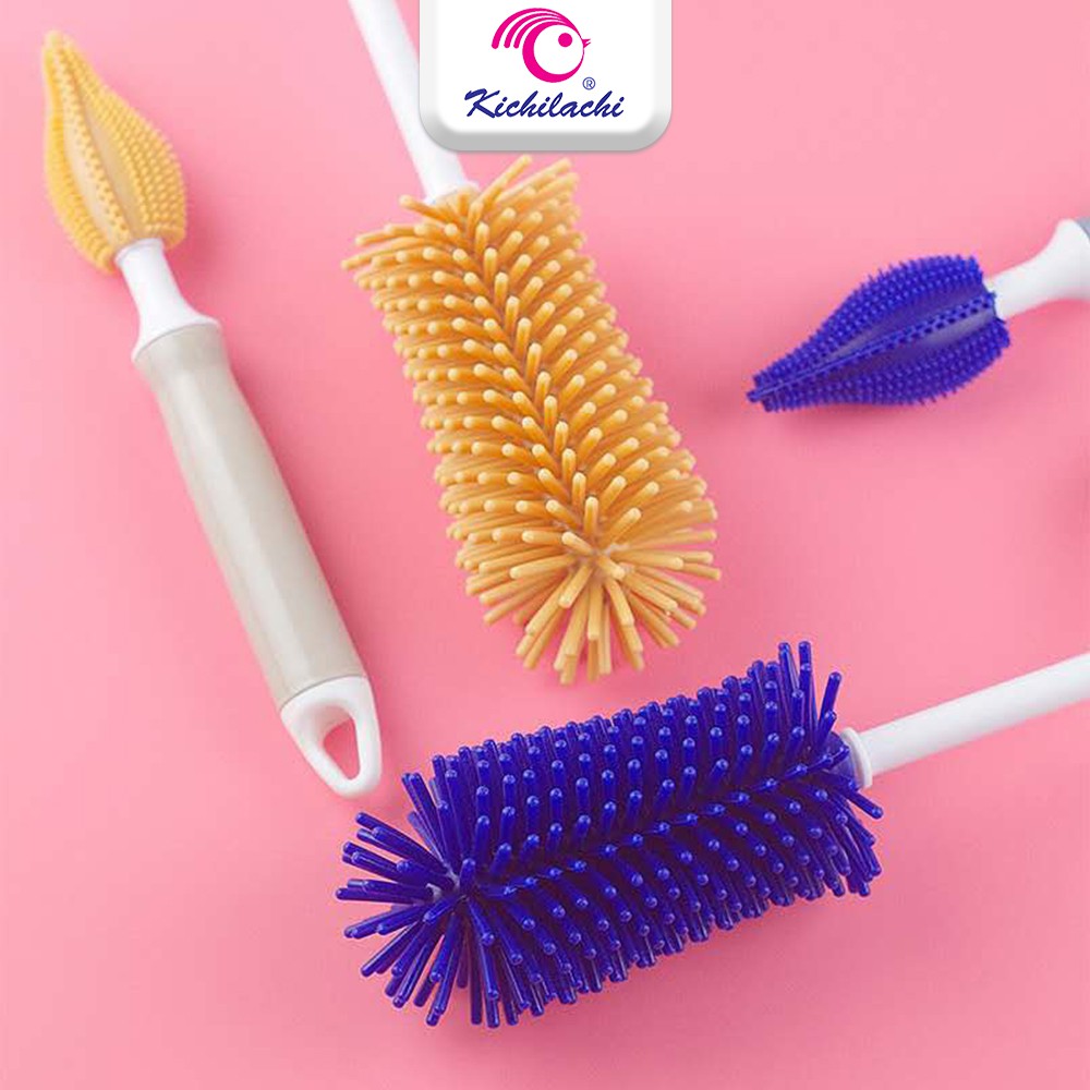 Cọ Rửa Bình Sữa Kichilachi Cao Cấp, Chất Liệu Silicon Với Tay Cầm 360 Độ Dùng Cho Mọi Loại Bình Sữa