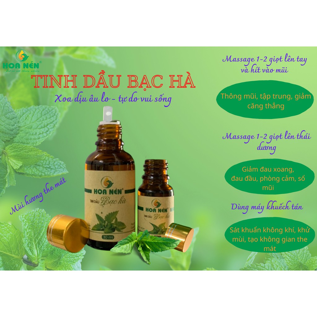 Tinh dầu Bạc Hà 3ml - Hoa Nén - Thư giãn, Tập trung