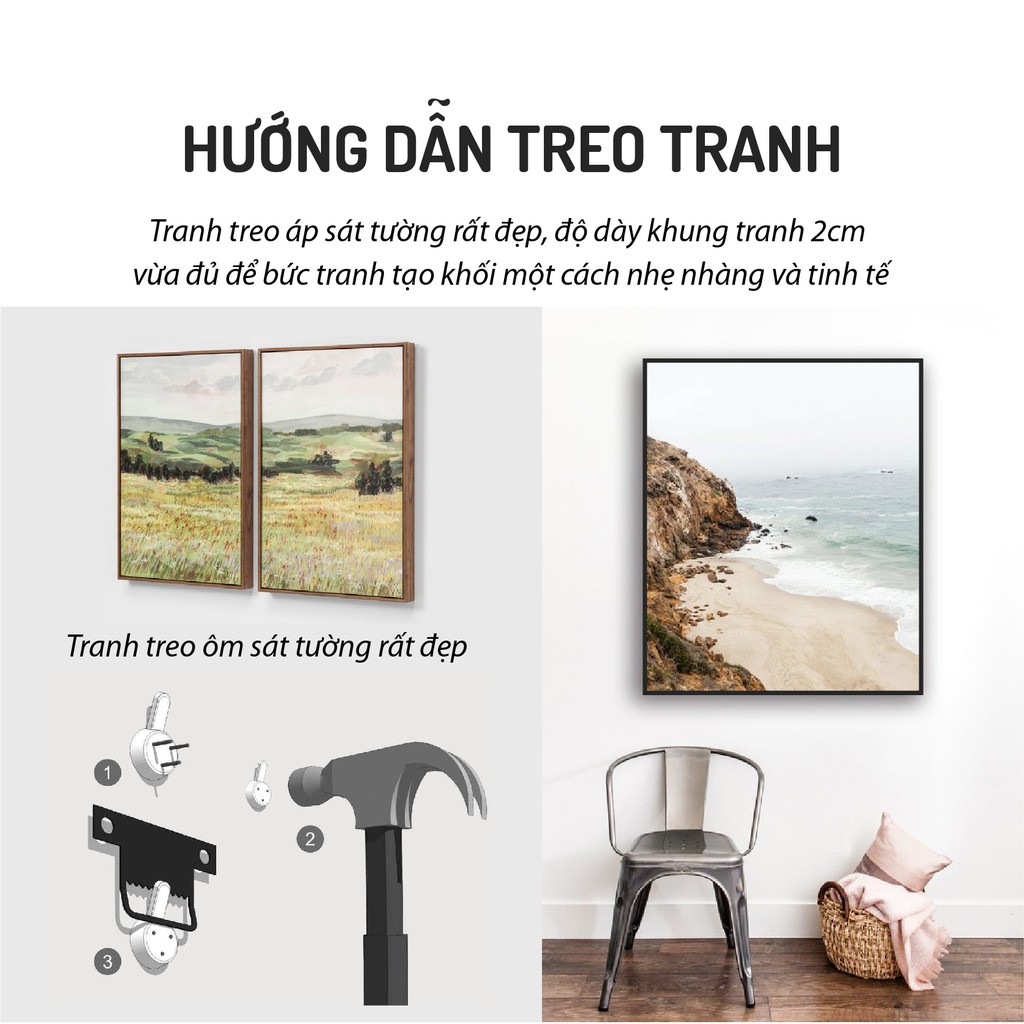 🔆 Bức tranh treo nội thất tone màu pastal cổ điển - tặng đinh treo tường 3 chân [H002] | BigBuy360 - bigbuy360.vn