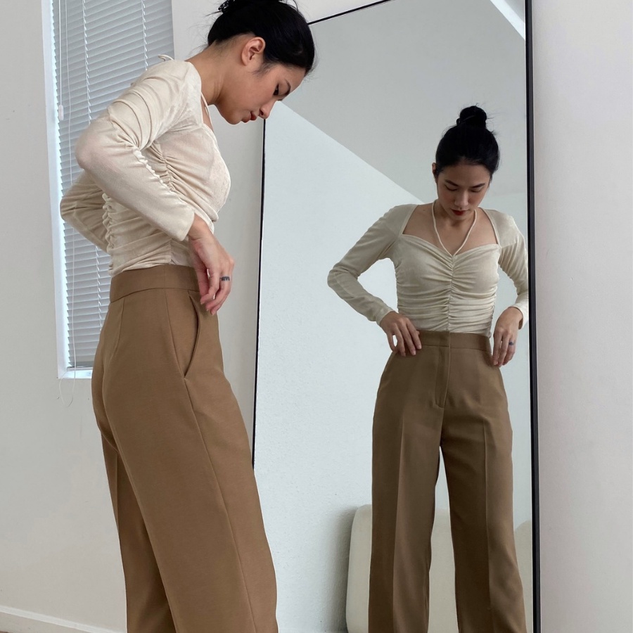 COCO SIN - Bodysuit Nhún Thun Ánh Kim Nude