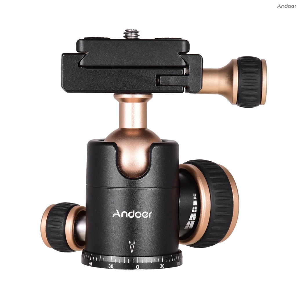 Đầu tripod chụp toàn cảnh Andoer Q30 bằng hợp kim nhôm CNC tải trọng 5kg vít 1/4 3/8 inch