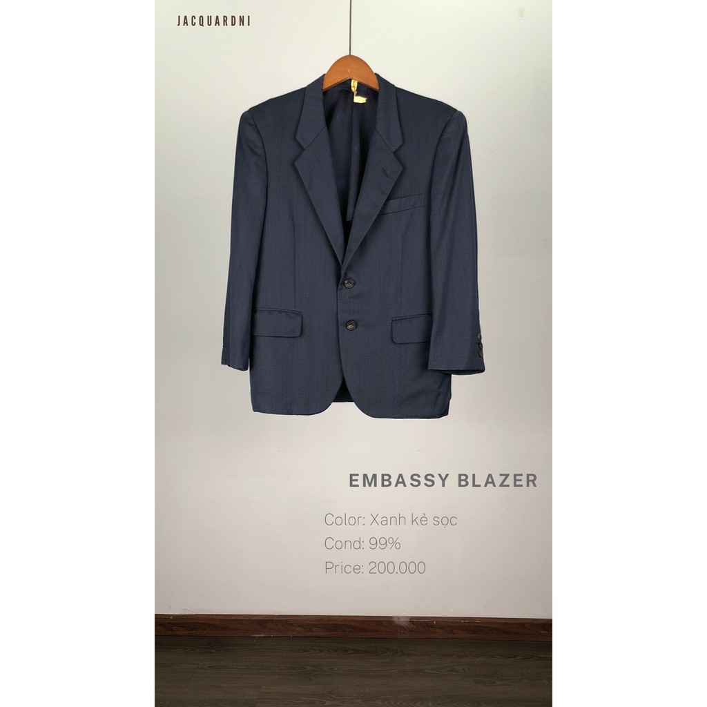 (1M6-1M7 60-70kg) Áo blazer 2hand nam XANH DƯƠNG của EMBASSY Hàng si Nhật Bản JACBLJ96