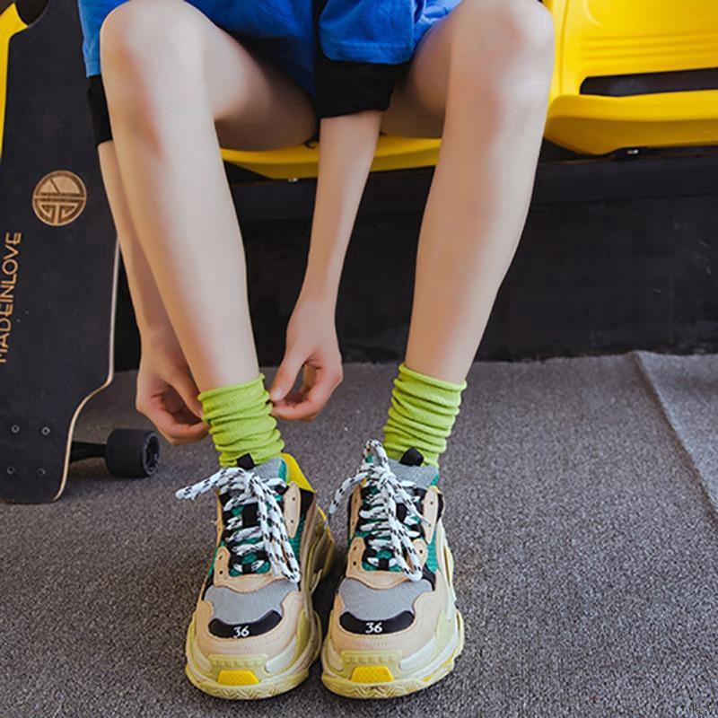 Đôi tất cotton màu trơn phong cách Hàn Quốc cho nữ