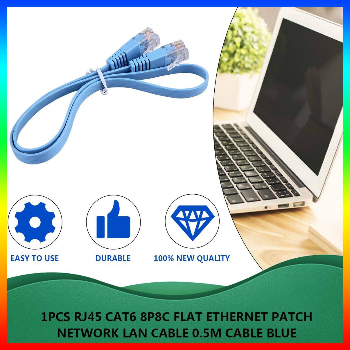 1 Dây Cáp Mạng Lan Rj45 Cat6 8p8c 0.5m Màu Xanh Dương