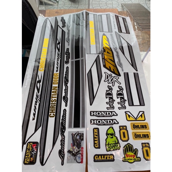 Tem Wave 110 cho xe đen Mẫu Dior Ghép Crom  siêu Hot