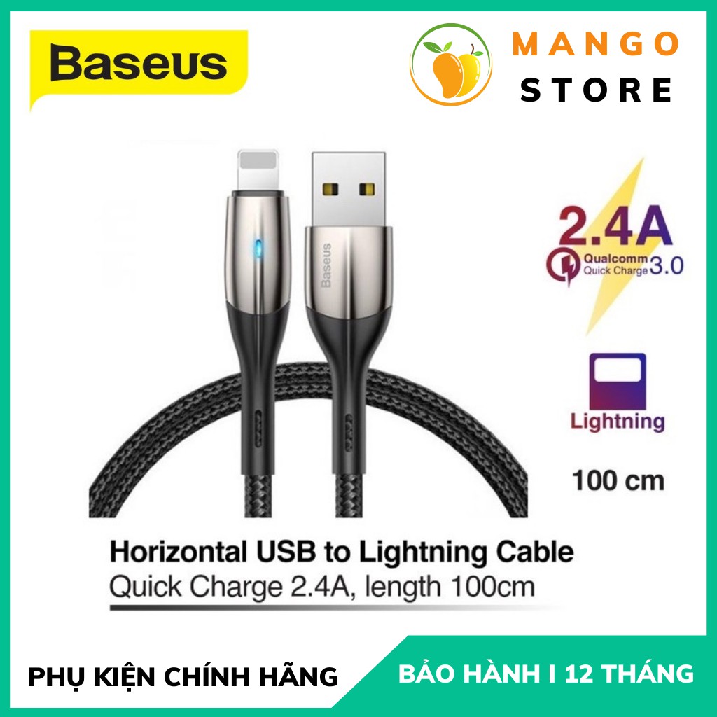 Dây Sạc nhanh cho IP - Hỗ Trợ Sạc Nhanh 2.4A Dây Bọc Dù Siêu Bền Có Đèn Led Báo Nguồn Điện Dài 1M/2M