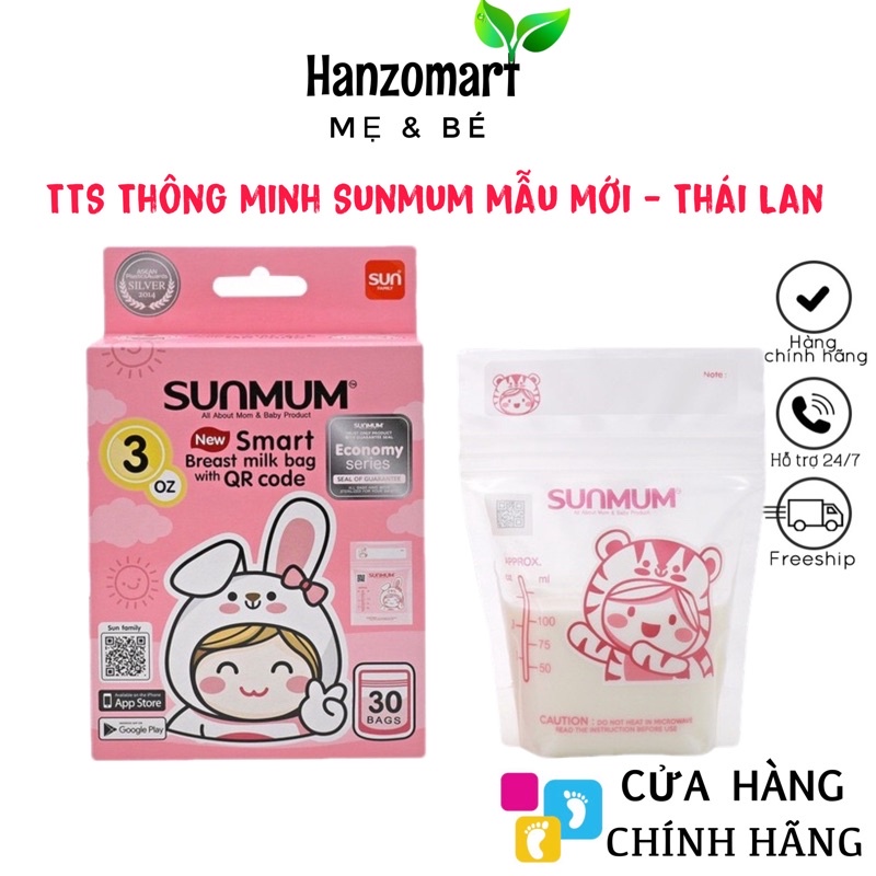 Túi trữ sữa Sunmum Thái Lan Mẫu mới 100ml 150ml 250ml