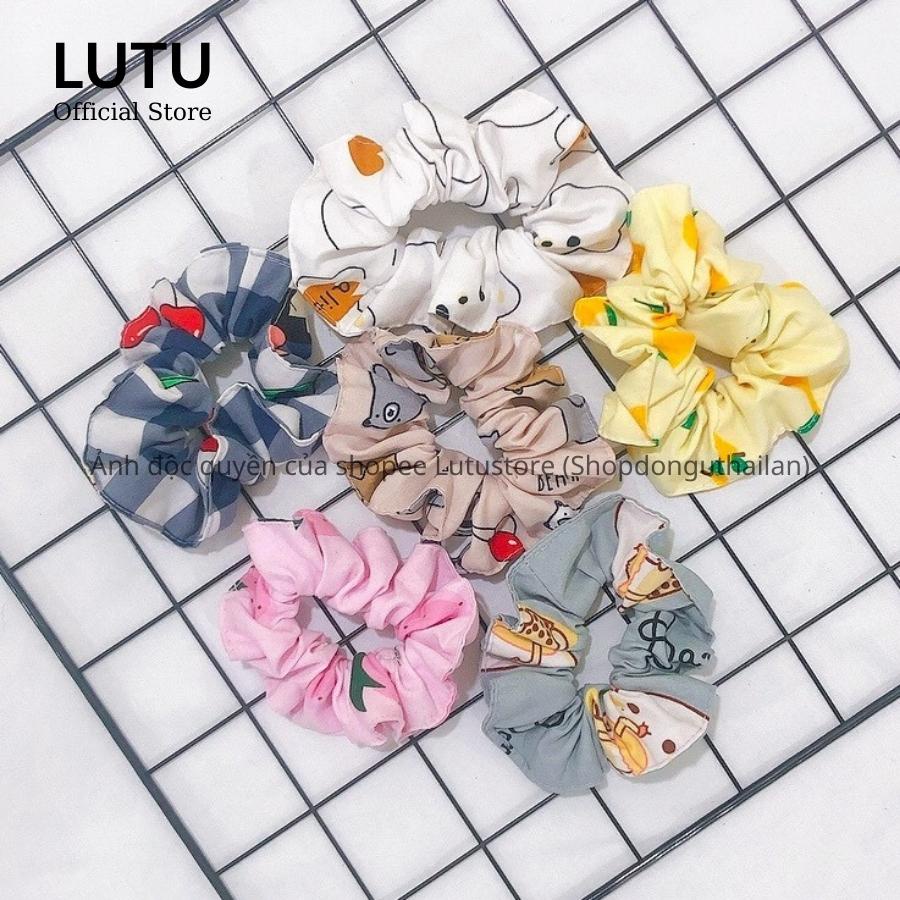 Scrunchies Buộc Tóc Nhiều Họa Tiết Cute