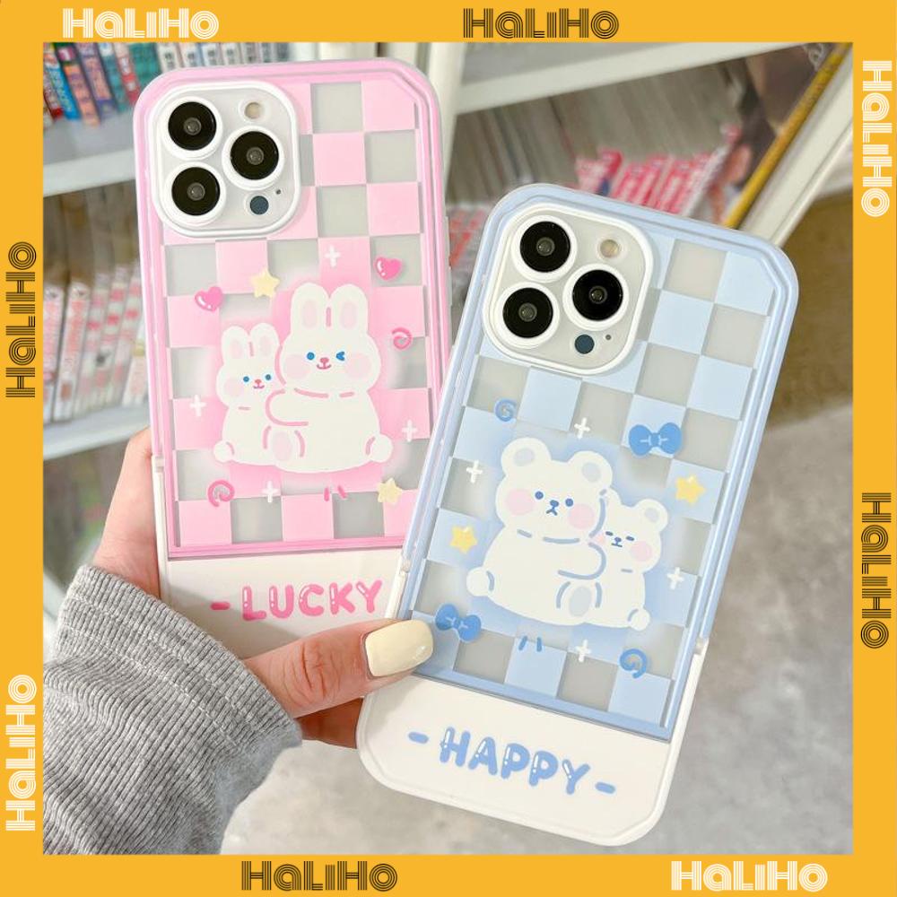 iPhone Case Acrylic Invisible Folding Stand Silicone Soft Case Shockproof Camera Cover Rabbit Cute Cartoon Compatible For iPhone 11 Pro Max 13 Pro Max 12 Pro Max 7Plus xr XS Max
