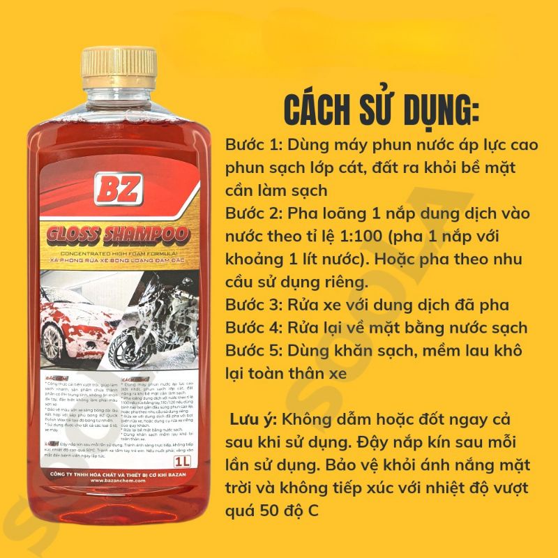 Nước rửa BỌT TUYẾT BZ 1L - đậm đặc chuyên rửa xe máy - ô tô