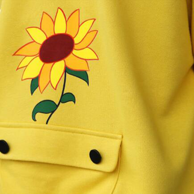 Women's Hooded Sweatshirt Yellow Cute Japanese Anime Clothes Set