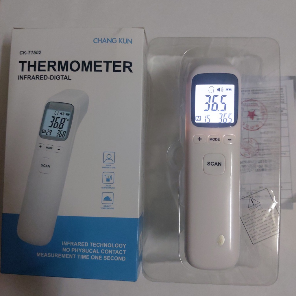 Máy đo thân nhiệt cao cấp, đo nhiệt độ cơ thể và đo nhiệt độ môi trường vật dụng ck t1502 ip22 150