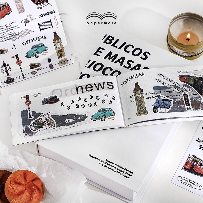 Set 2 tấm sticker Daily Record trang trí journal phong cách vintage aesthetic