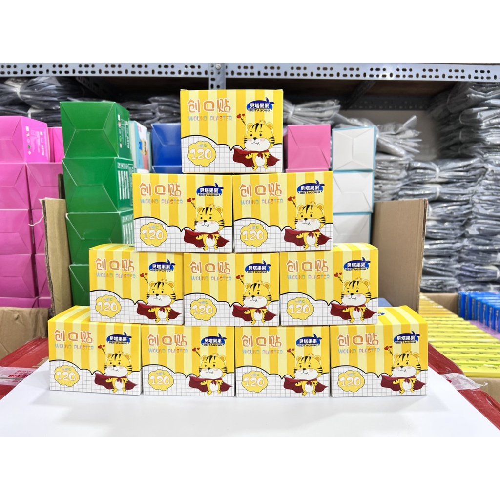 Hộp 120 miếng băng dán cá nhân họa tiết hoạt hình 12 con giáp dễ thương