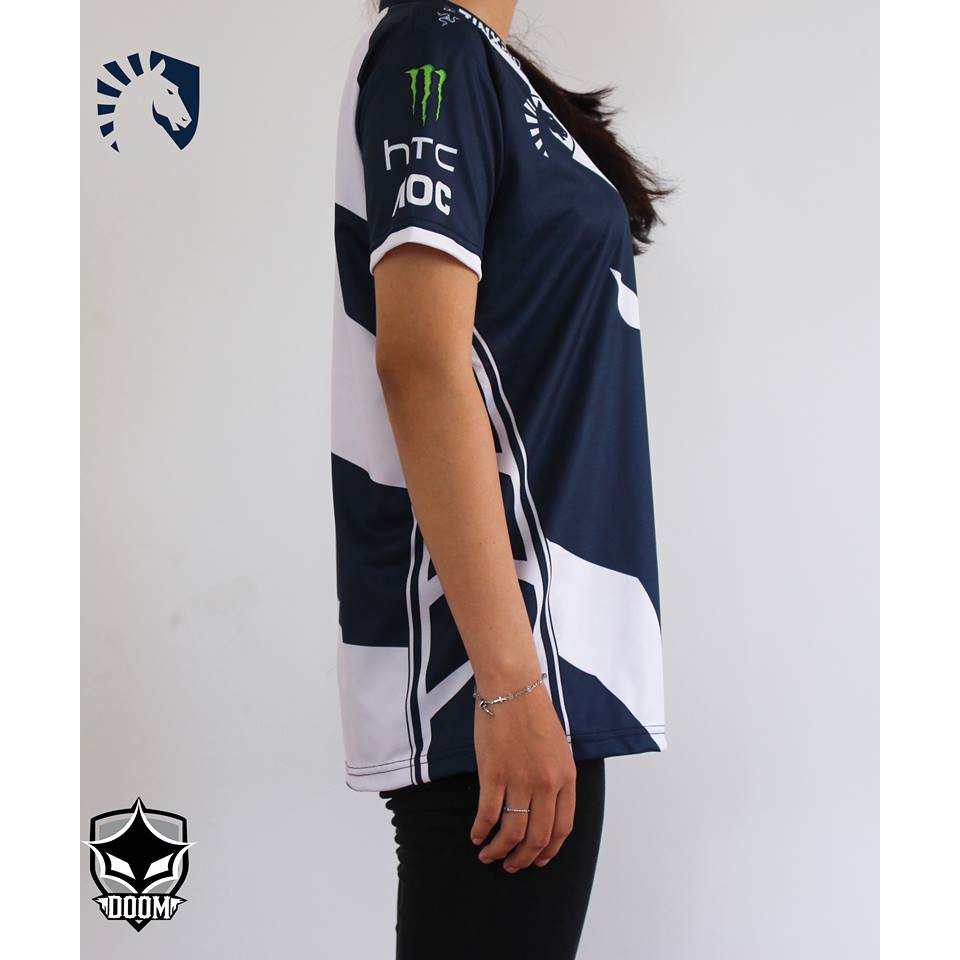 Áo thun Jersey Liquid xanh trắng