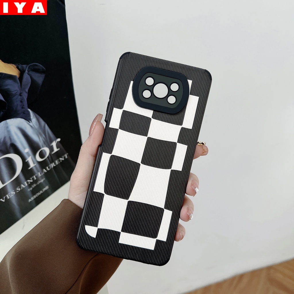 Ốp Điện Thoại Họa Tiết Caro Trắng Đen Cho Redmi 10 Note11 11S 11Pro 8Pro Note 10Pro Note10S Xiaomi POCO X3 NFC X3Pro X3GT 9T 9A 9C Note9