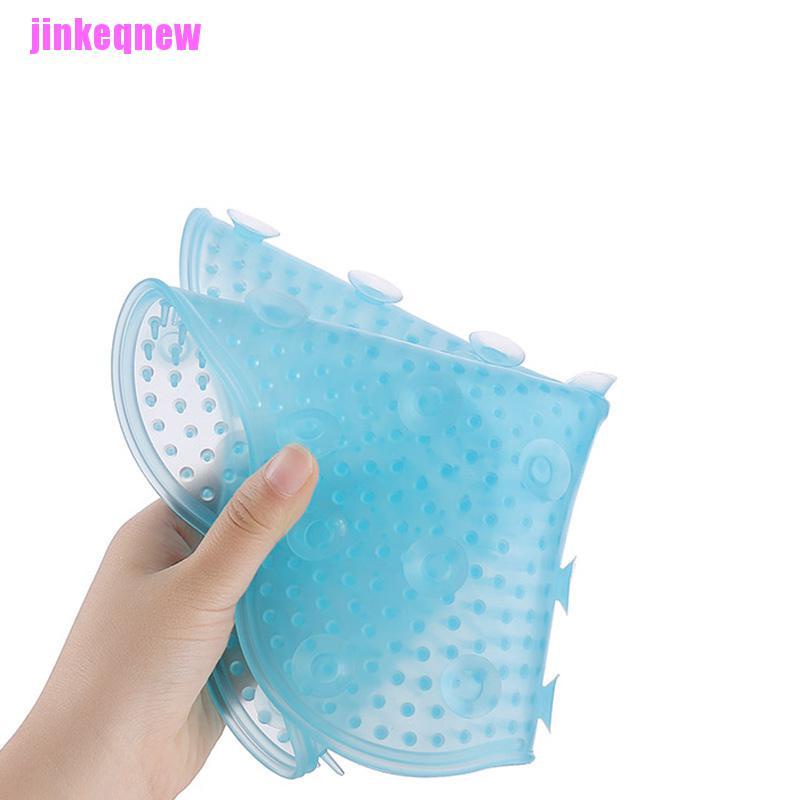 JIN Silicone Bath Foot Massage Anti Skid Pad Mat Shower Back Massage Cushion Brush JIN