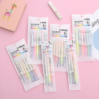 Bộ 6 bút hightlight dạ quang 2 đầu 6 màu