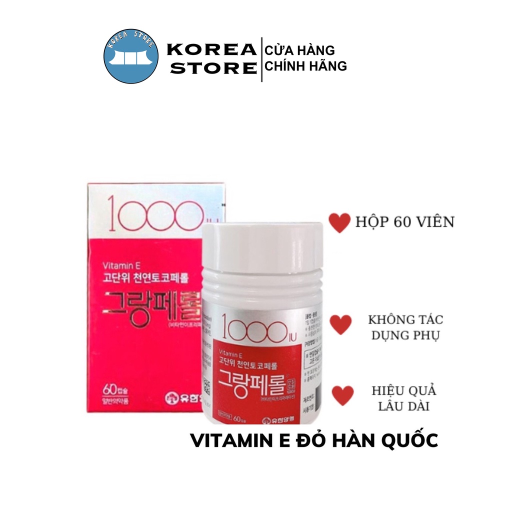 [HÀNG CHÍNH HÃNG] Vitamin E Hàn Quốc 1000IU Hộp 60 Viên_KoreaStore