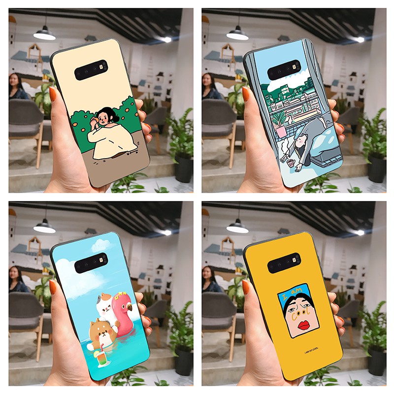 Ốp Samsung s10, s10+, s10plus, s10e, note8, note10, note10+ lưng kính cường lực bộ nữ