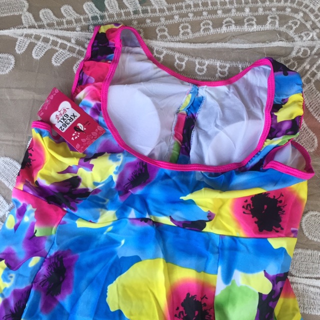 [BIG SIZE-6XL] Bikini Kín Đáo Che Bụng Liền Thân Dạng Váy Hoa Lá (có quần đùi ôm bên trong) Cao Cấp - Big Size 85-100Kg