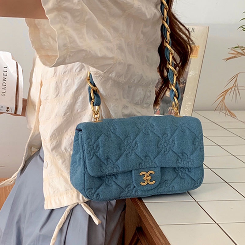 Túi Xách Denim Thêu Họa Tiết Thời Trang Mới 2022 Cho Nữ