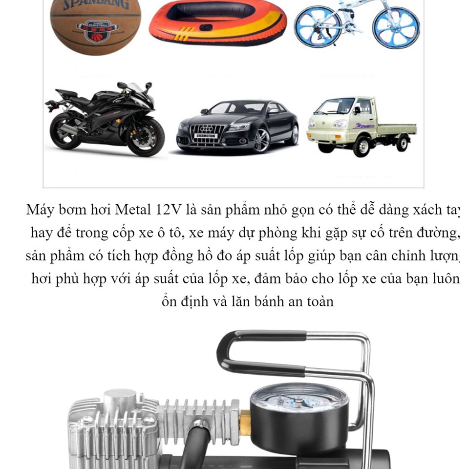 Máy bơm lốp ô tô 12V120W / xe đạp / ô tô nhỏ / xe máy