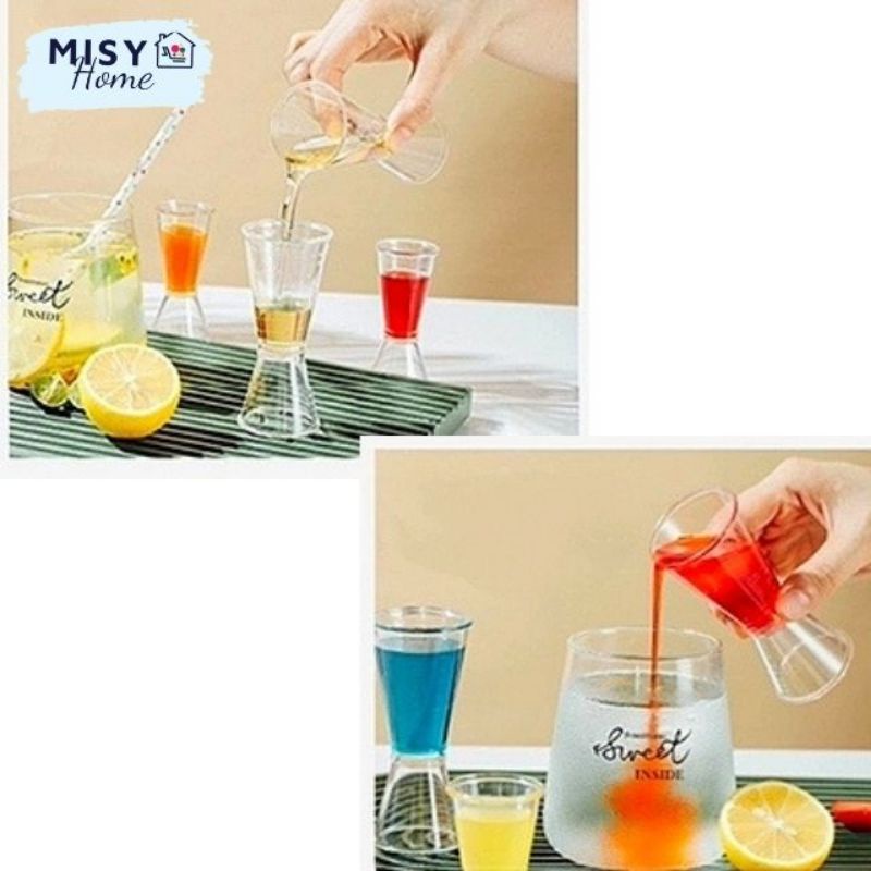 [Sỉ] cốc Ly đong pha chế cà phê siro rượu 2 đầu Jigger 20/40cc nhựa làm bánh, cocktail chuyên nghiệp đong định lượng