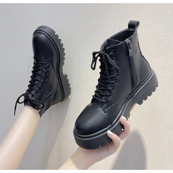 [MÃ CHAOC2022 giảm 5k] Bốt kéo khóa đen trơn da mềm ulzzang (hàng đẹp) - Hình thật ở cuối | BigBuy360 - bigbuy360.vn