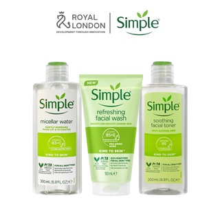 Combo Da Sạch Sâu SIMPLE Nước Tẩy Trang Micellar 200ml + Sữa Rửa Mặt Refreshing 150ml + Toner 200ml