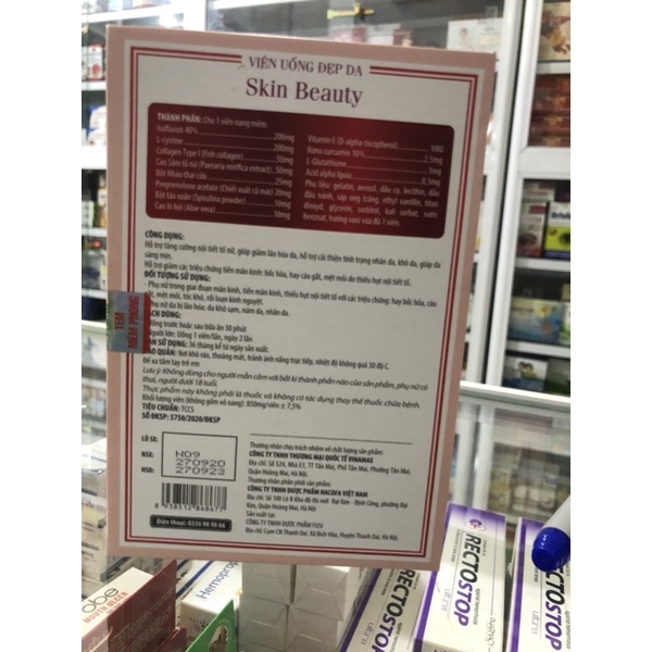 Viên uống đẹp da Skin Beauty nhau thai cừu sâm tố nữ hộp 30 viên - CN61