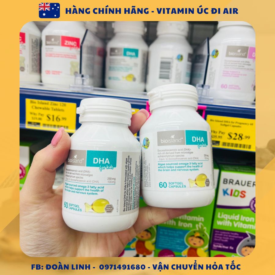 Viên uống Bioisland DHA for Kid, Hàng Chuẩn Úc, 60 viên