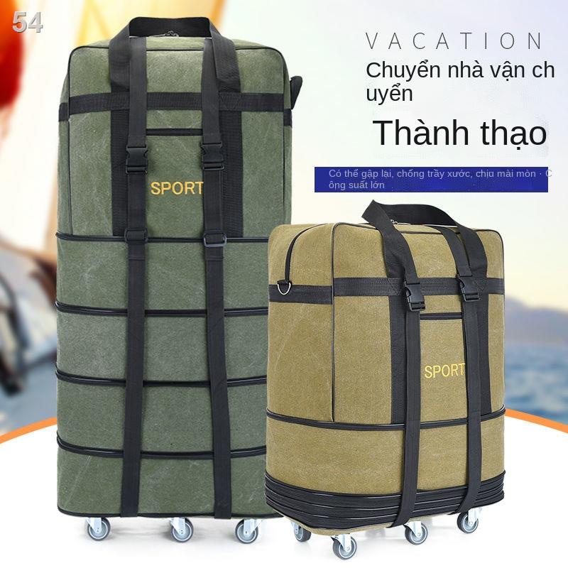 （Hộp kéo）Gấp không thấm nước 158 túi ký gửi hàng canvas hành lý dung tích lớn có bánh xe du lịch di chuyển